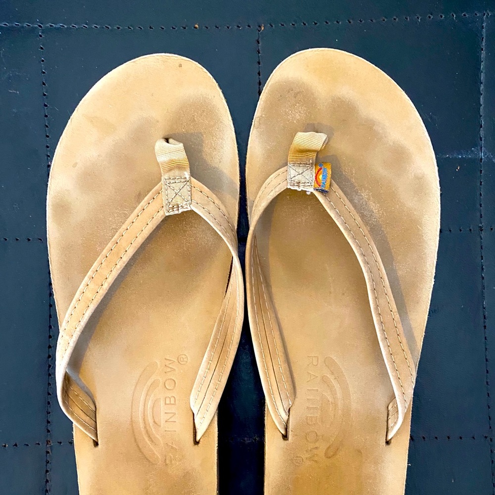 Rainbow flip flops